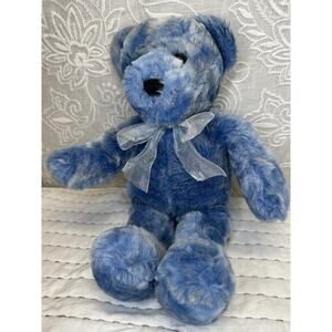 Bestever Teddy Bear Plush Stuffed Blue Marble Bow Tie 16” Best Ever Thread Nose